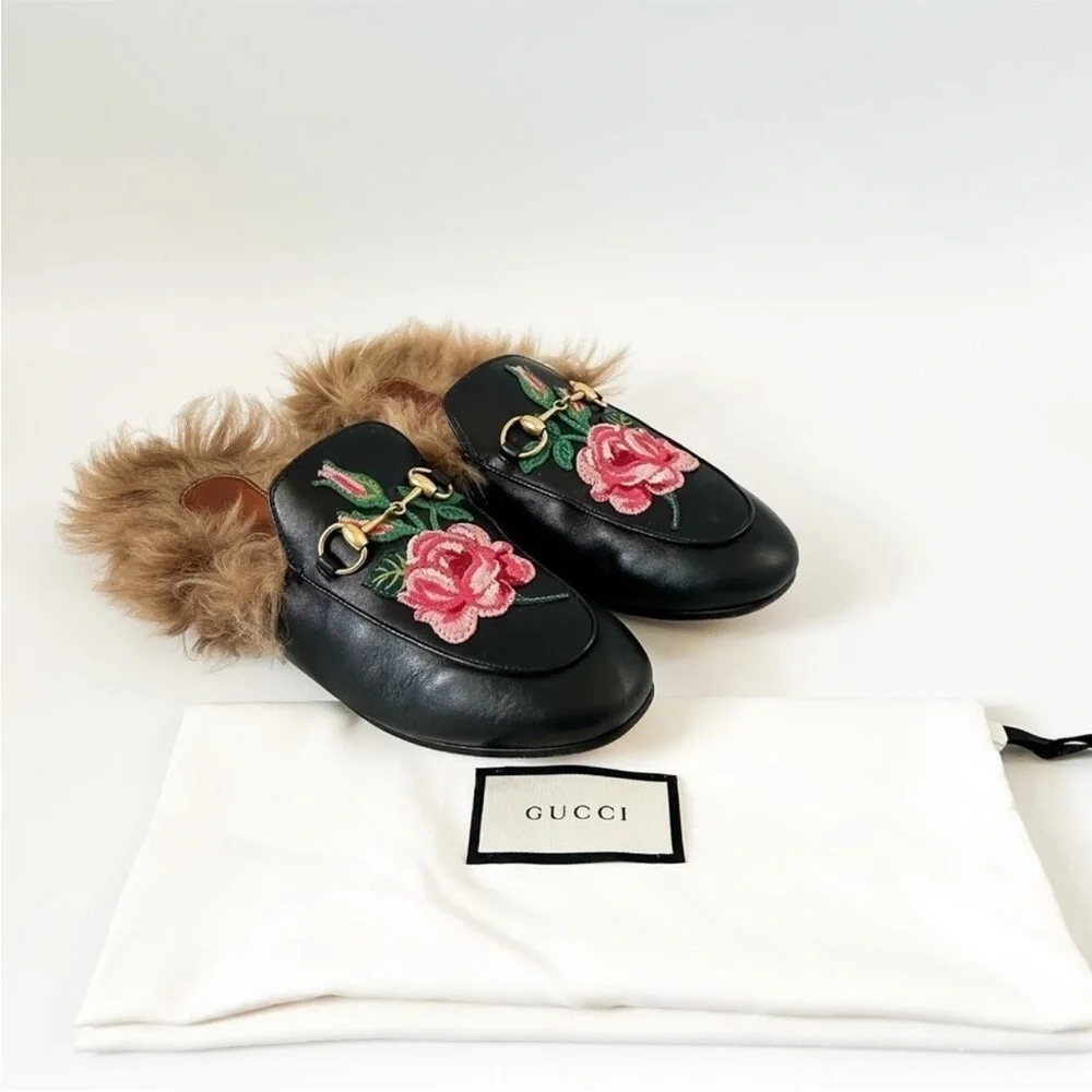 Gucci Loafer Mule Princetown with Fur - Picture 1 of 13
